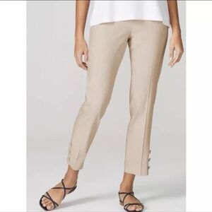 J Jill Linen Stretch Button Hem Ankle Pants Size XS